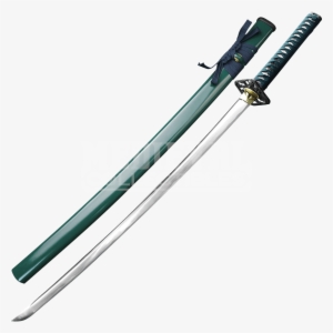 Hand Forged Samurai Sword With Green Scabbard - Sword