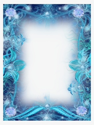 Blue Transparent Photo Frame With Flowers - Border Design Flower Blue