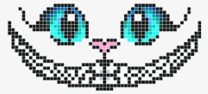 Cat With Big Blue Eyes & Happy Smile - Cheshire Cat Pixel Art