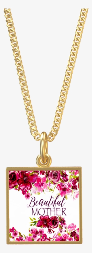 Beautiful Mother Roses Gold Square Necklace - Bracelet