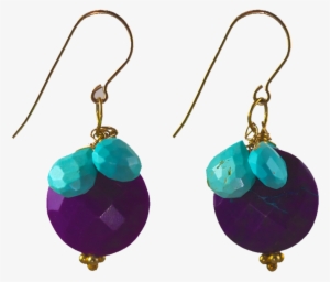 Round Purple Turquoise Disc With Sleeping Beauty Turquoise - Earrings