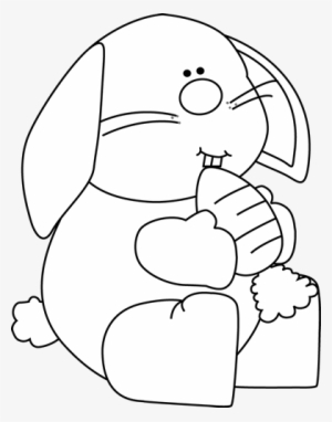 Carrot Clip Art Black And White Bunny Rabbit Eating - Rabbit Beet Clipart Black And White