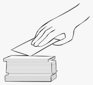 Back Hand Picking Up An Index Card, As Featured In - Line Art