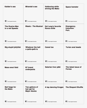 Mass Effect Cards For Cards Against Humanity - Cards Against Humanity Weed Pack Card List