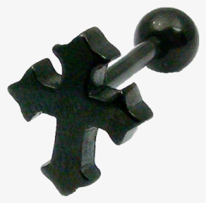 Black Steel Cross Barbell - Body Jewelry