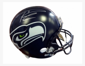 Signed Russell Wilson Helmet - Full Size In Silver