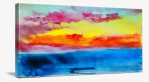 "c Abstract Expressive Sunrise Watercolor Painting" - Canvas