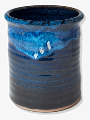 Blue Handmade Pottery Spoon Crock - Earthenware