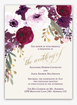 Purple Flower Wedding Invitations Floral Wedding Invitations - Png Wedding Flower Invitation Design