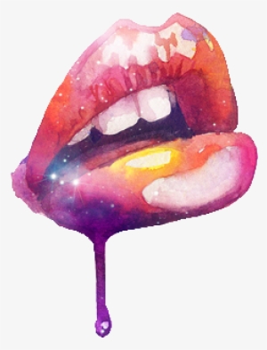 Lip Dudak Lipstick Cute Kawaii Ftestickers Sticker - Lips Tattoo Watercolor