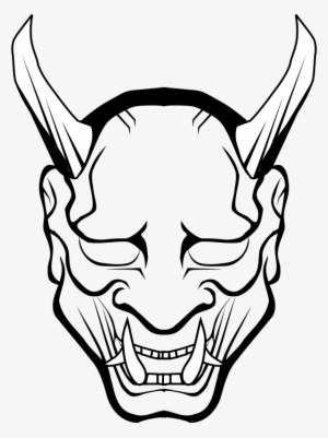Oni Drawing Mask Hannya Devil - Oni Mask Black And White