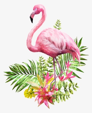 Flamingo Png Transparent Standing In Flowers And Grass - Flamingo Png