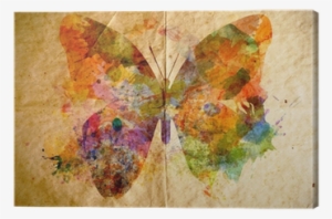 Watercolor Butterfly, Old Paper Background Canvas Print - Borboleta Psicologia