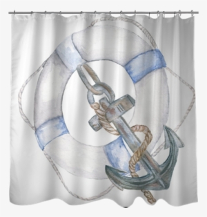 Life Ring, Anchor Shower Curtain • Pixers® • We Live - Ambesonne Nautical Anchor Rustic Wood Shower Curtain