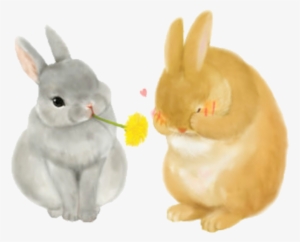 Ftestickers Watercolor Rabbits Cute - Bunny Illustration