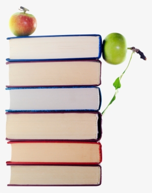 Green Apples In Stack Of Books Png Image - Apple
