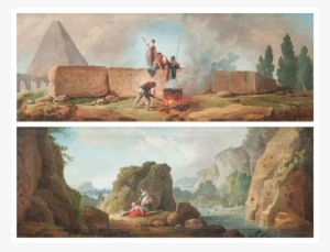 Pair Of Paintings By Hubert Robert - Painting