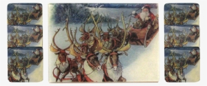Santa & Reindeer Cheese Tray/cutting Board & Coaster - Vintage Christmas Santa Claus Tile Coaster