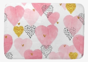 Pink Watercolor Hearts Pattern - Mat