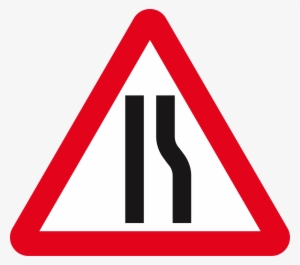 Singapore Road Signs - Road Narrows On Right Sign