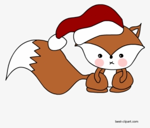 Fox Wearing Santa's Hat, Free Clip Art - Clip Art