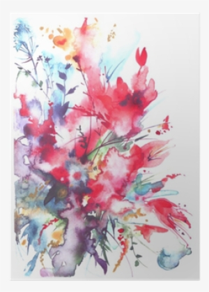 Watercolor Bouquet Of Flowers, Beautiful Abstract Splash - Watercolor Painting