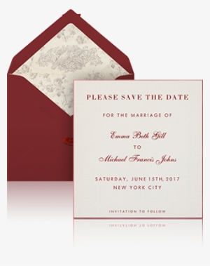 Online Wedding Save The Date Example Sending With White - Burgundy And White Wedding Invitation
