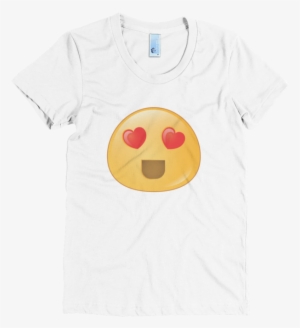 Expressive Heart Eyes Emoji Women's Short Sleeve Poly - Smiley