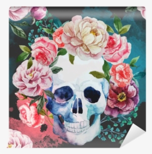 Flowers And Skull Shower Curtain