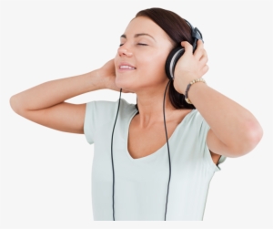 Listening - Girl With Headphone Png