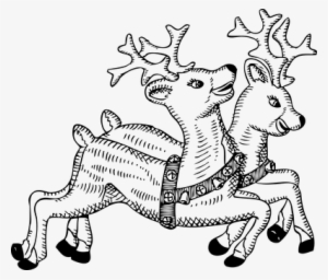 Reindeer Animals Deer Flying Christmas Cel - Christmas Black And White