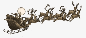 Reindeer And Santa Claus - Santa Sleigh And Reindeer Png