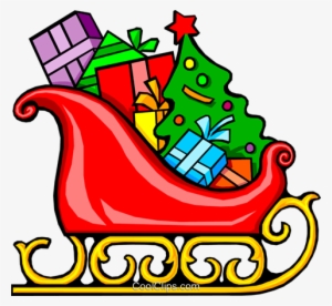 Santa's Sleigh Royalty Free Vector Clip Art Illustration - Santas Sleigh With Presents
