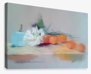 Oranges With A Touch Of Blue Canvas Print - Blue