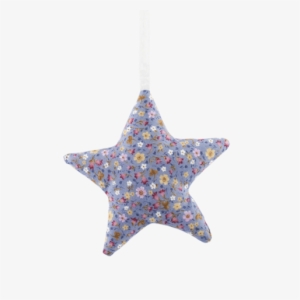 Blue Floral Small Star Hanging Decor - Blue