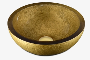 Round Washbasin With Gold External Texture - Cuba Redonda Dourada