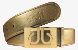 Gold Plain Leather Texture Belt With Buckle - Textured Leather Belt