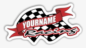 Custom Your Name Racing Trailer Decals With Checkered - Motorsport