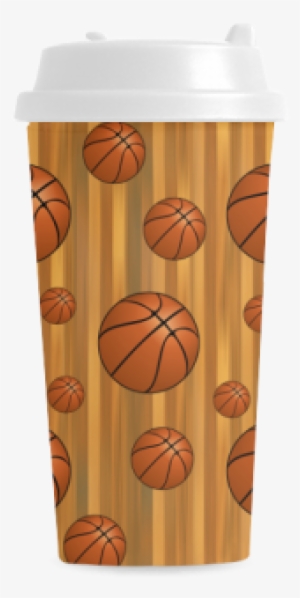 Basketballs With Wood Background Double Wall Plastic - Pint Glass