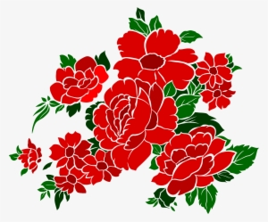 Vintage Flower Clipart Red - Red Vintage Flowers Png