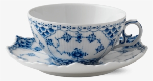 Hold Or Double Click To Zoom - Royal Copenhagen Blue Fluted Full Lace Coffee Cup With