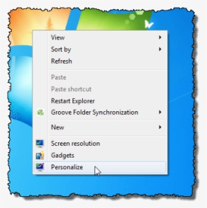 Selecting Personalize In Windows - Windows 7 Right Click Desktop