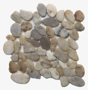 Flat White Polished Pebble Mosaic - Mosaic