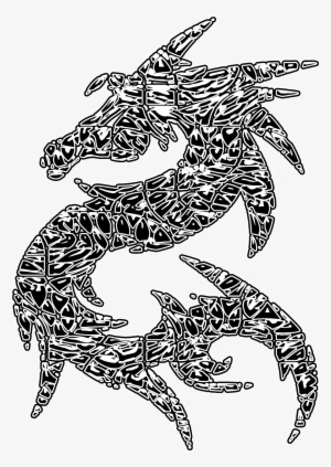 tribal black dragon image - illustration