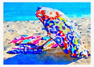 Beach Umbrella 16 Notecard - Still Life