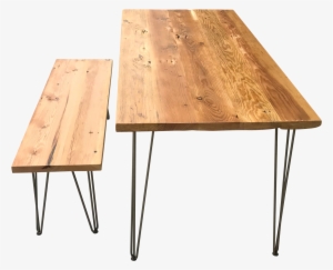 Reclaimed Wood Table & Bench Set With Hairpin - Table