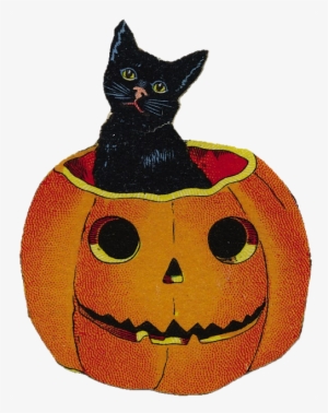 Download Vintage Halloween Necklace Black Cat And Pumpkin - Vintage Halloween Pumpkin Cat