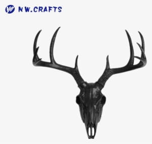 Black Deer Head Wall Decor Mount Suitable As Gifts - Black Faux Deer Skull | Stag Skeleton | Black Resin