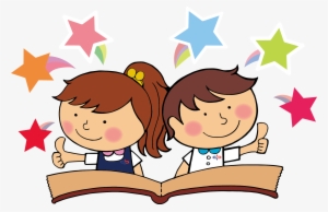 Kids Sitting-2 - Reading Book Cartoon Png
