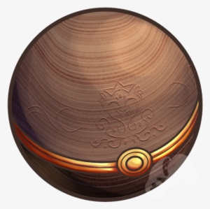 A Wooden Pokeball With The Grain Clearly Visible - Plywood